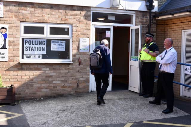 A polling station at the by-election in Peterborough earlier this year