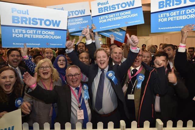 Paul Bristow celebrates his election victory