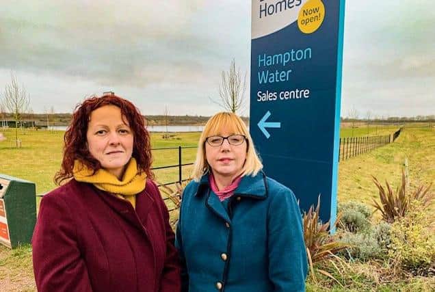 Councillors Terri Haynes and Nicola Day at Hampton Water