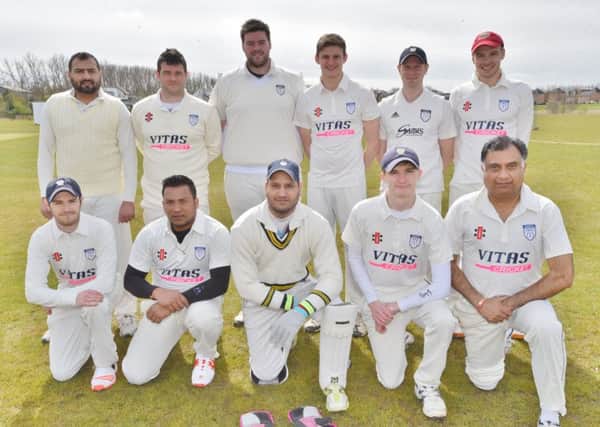 Hampton are pictured before their win over Isham. From the left are, back, Mohammed Zafar, Gareth Clingo, Lewis Homewood, Ian Kendall, Ash Brear, Dave Wilkinson, front, Andy McIntyre, Ravi Seetaram, Mohsin Ali, Edward Kendall and Anu Sharma.