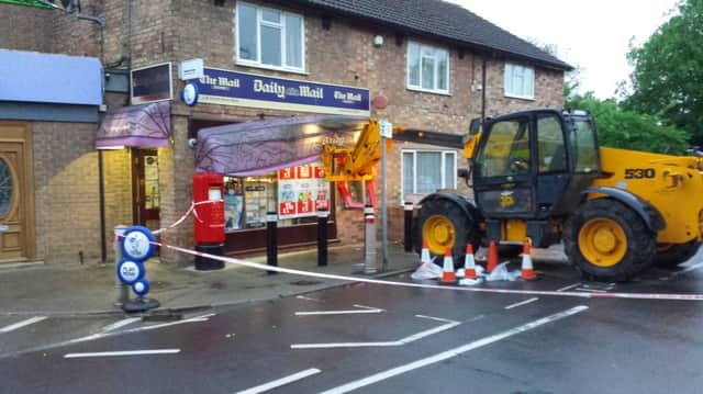 The scene of the ram raid in Sawtry this morning