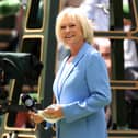 Presenter of the Centre Court Centenary Ceremony, BBC Presenter & Former Tennis Player, Sue Barker smiles on day seven of The Championships Wimbledon 2022 at All England Lawn Tennis and Croquet Club on July 03, 2022 in London, England. (Photo by Ryan Pierse/Getty Images)