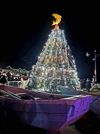 Christmas tree made entirely out of lobster pots (photo: Filey Fishtive Tree)