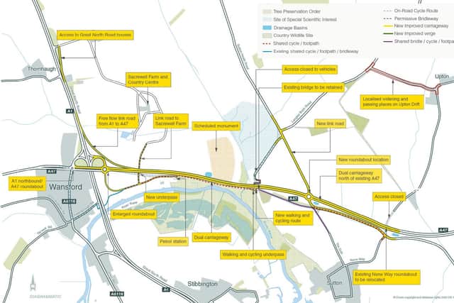 A47 Wansford to Sutton dualling – scheme map (image: National Highways).