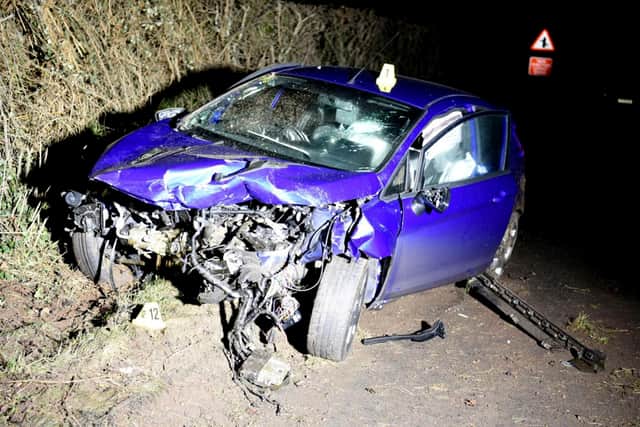 Tom Hill's Ford Fiesta following the collision.