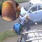 Video footage captures the woman, believed to be in her 30s, smashing into 67-year-old Shirley Smith and knocking her to the ground.  