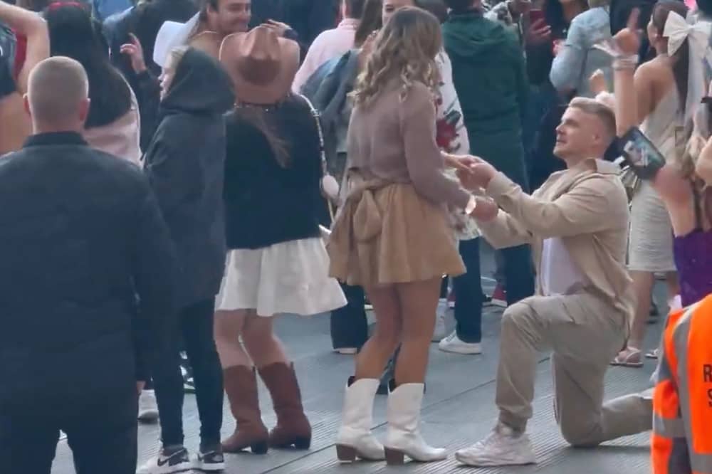 Taylor Swift Eras Tour show sees couple get engaged.