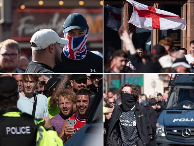 Scenes at the Blackpool 'pro-Britain' rally 