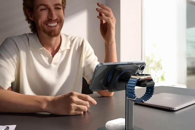 The MagSafe charging stand keeps three devices topped up at the same time - all from one lead