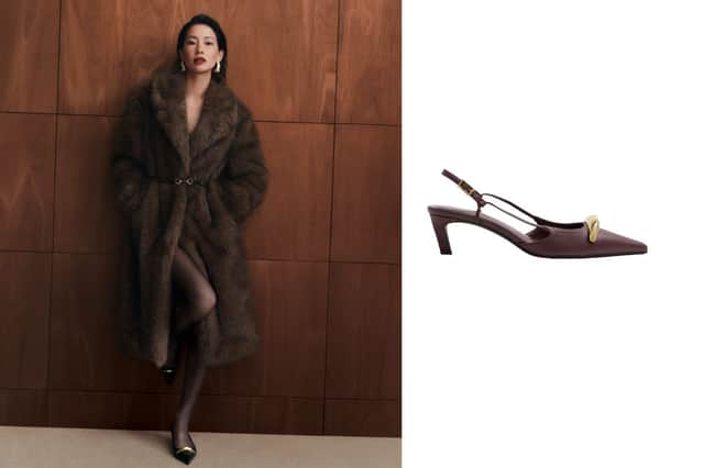 The M&S Collection Faux Fur Coat and M&S Collection Slingbacks