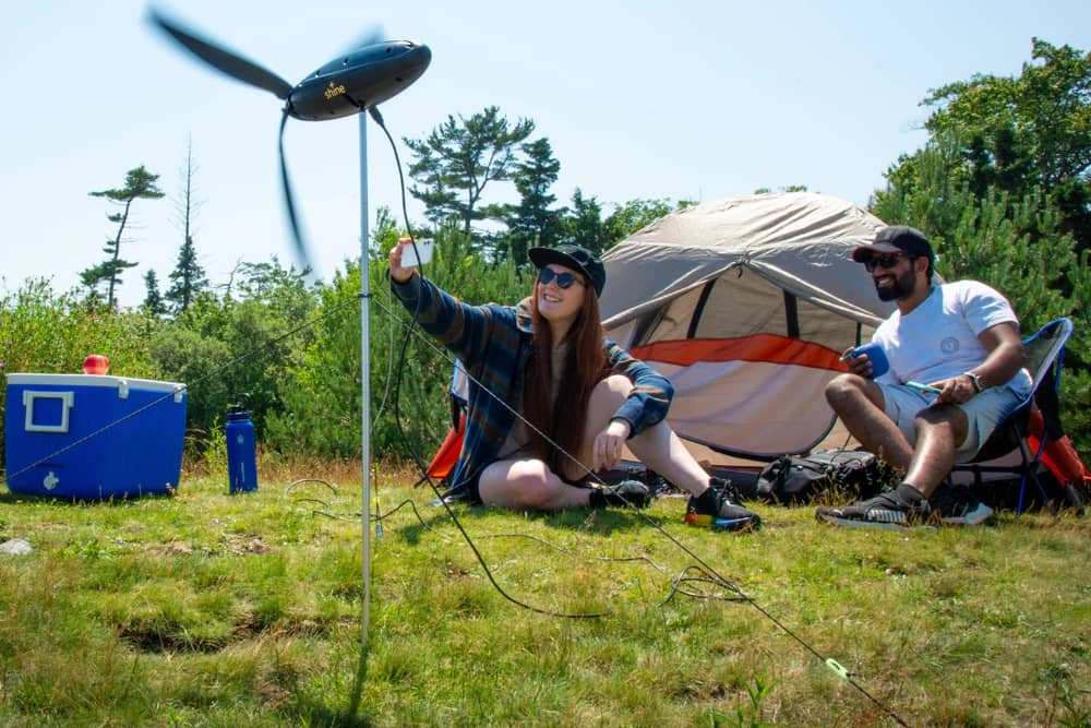 Shine's clever compact wind turbine can be taken camping with you - and used as a power bank