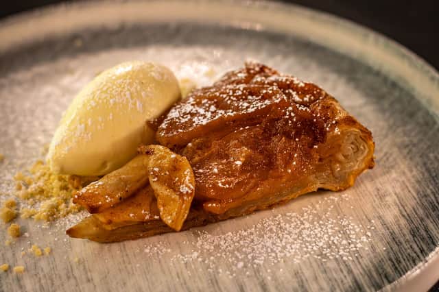 The apple and cinnamon tarte tatin dessert in St Leger bistro