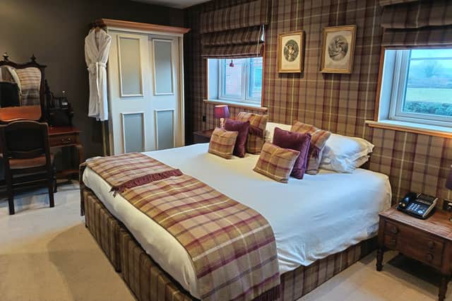 The galleried double room inside 'Grove' executive lodge