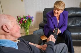 Clare Balding meets BT customer, John Garrard, age 77, to discuss the digital landline switch.