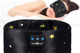 The Musicozy Bluetooth sleep mask combines built-in speakers with blackout eye coverage for sleep and travel use.
