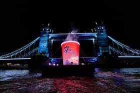 The six-metre-high installation sailed past some of London's most iconic landmarks