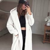 Stacey Solomon has praised this Amazon cosy teddy coat for being warm without feeling too heavy.