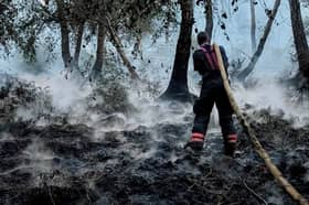 Peterborough Volunteer Fire Brigade tackle the fire at the nature reserve. 