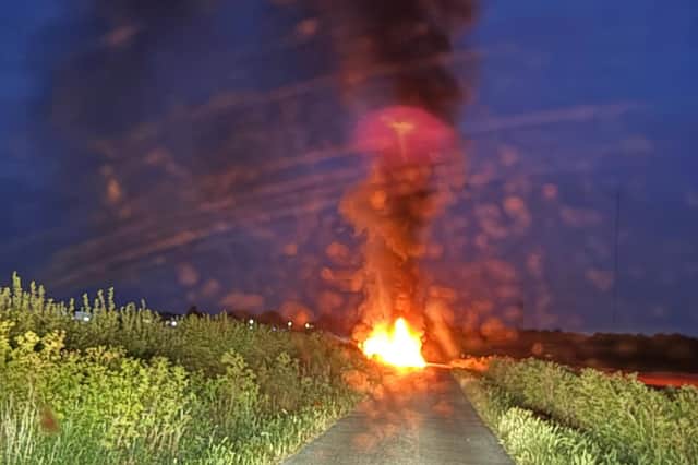 The fire on Gunthorpe Road, near Moor Farm.