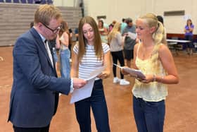 Paul Bristow with students at Sir Harry Smith Community College in Whittlesey