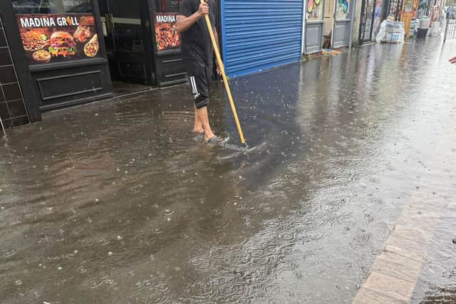 Flooded Businesses - Lincoln Road.
(Photo Cllr Asim Mahmood)