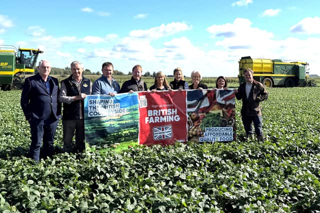 Cambridgeshire farmers and NFU representatives are pictured on Back British Farming Day with Mayor of Cambridgeshire and Peterborough Paul Bristow and Deputy Mayor Anna Bailey.