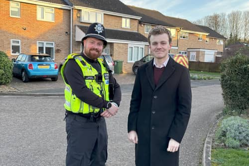 Sam on a police walkabout in the Ortons area