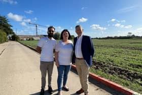 Cllrs Asim Mahmood, Kirsty Knight and Steve Allen at Drysides access road