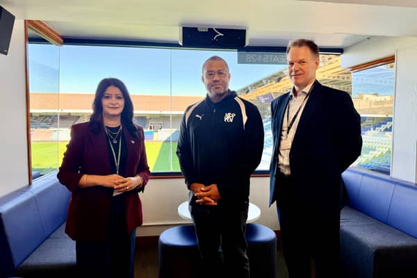 Cllr Shabina Qayyum (left) with Dean Watson from the Youth Employment Hub and Matt Gladstone, PCC Chief Executive.