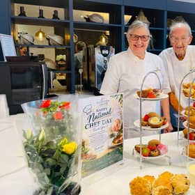 John and Christine resident's at Hampton Grove in their Chef whites 