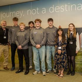 Graeme Atkins, Helen Jones and Steph Dunbar with the new apprentices