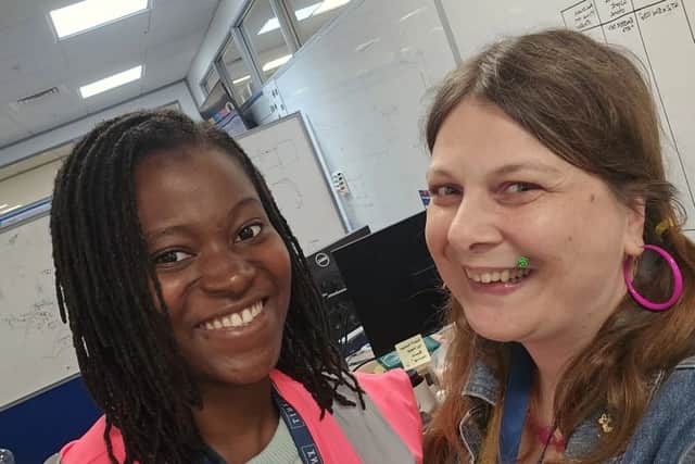 Rae Freestone with my Stemettes Mentee visiting Linx Printing Technologies