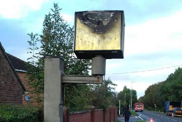 The burnt out speed camera. Pic (Kevin Boon)