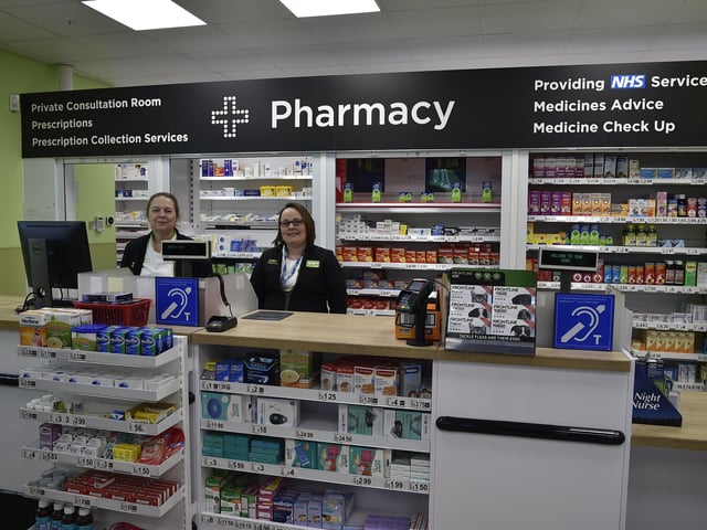 The pharmacy has been relocated to the front of the store