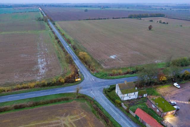 The B1040 in Huntingdon the morning after the crash. Photo: Terry Harris