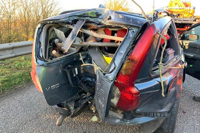 A crash in Cambridgeshire this week. Photo: Cambridgeshire police