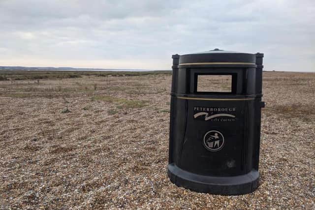 The Peterborough bin which ended up on the beach. Photo: National Trust - Norfolk Coast