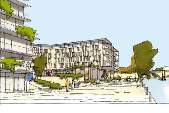 An original image of how Fletton Quays was expected to look