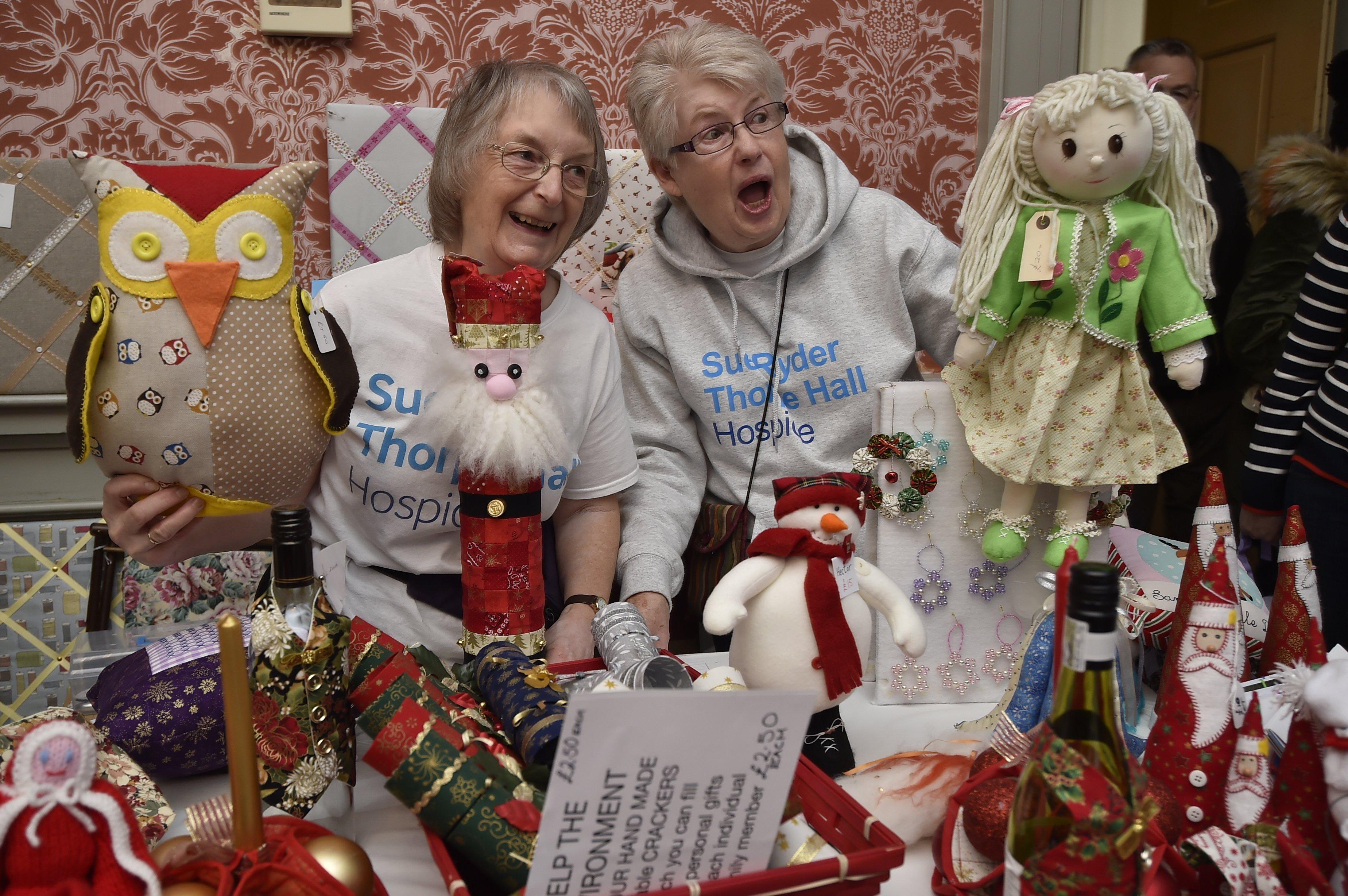 Sue Ryder Christmas Fair at Thorpe Hall.  Stallholders  Valerie Ostler and Margaret Gale. EMN-191124-132303009