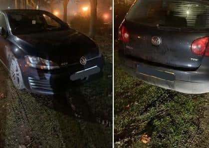 Two of the cars stopped by police in Peterborough. Photo: Cambridgeshire police