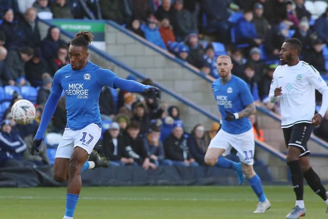 Ivan Toney has his eyes on the ball as he prepares to strike it on Sunday