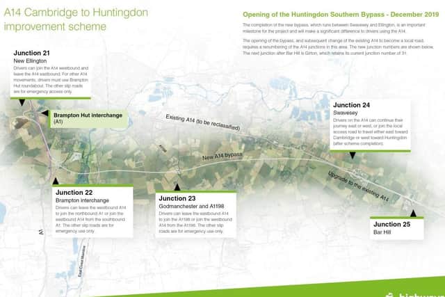 A map showing the new bypass and revised junction numbers