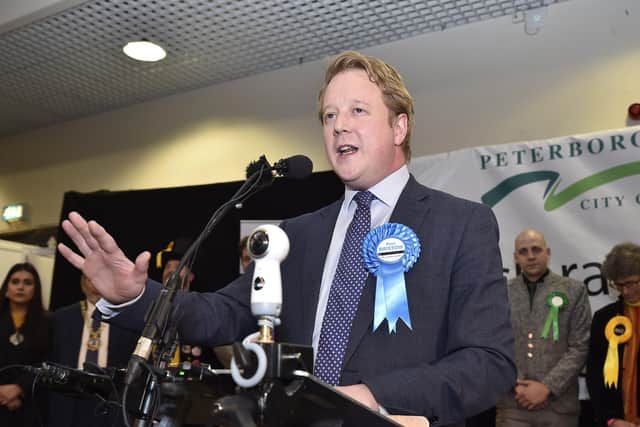 Paul Bristow giving his victory speech at the General Election count