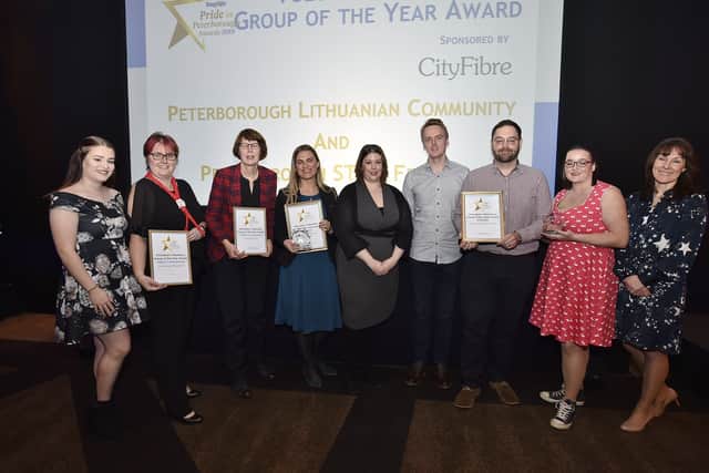 Peterborough Telegraph Pride in Peterborough Awards 2019.  Volunteer Group of the Year joint winners from the Peterborough Lituanian Community and the Peterborough STEM Festival and runners-up from the Peterborough Gang Show with sponsor Rebecca Stephens EMN-191012-002210009
