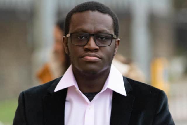 Deji Olatunji arives at Court. 
Crown Court, Cambridge
Friday 25 October 2019. 
Picture by Terry Harris. THA