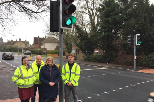 Pictured (left to right) are Leanne Bevilacqua from Peterborough City Council, Chris Wetherill from Skanska, Cllr Lynne Ayres and Ryland Orchard from Skanska.