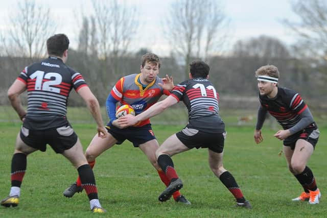Action from Peterborough RUFC against Oundle. Borough have the ball. Photo: David Lowndes.