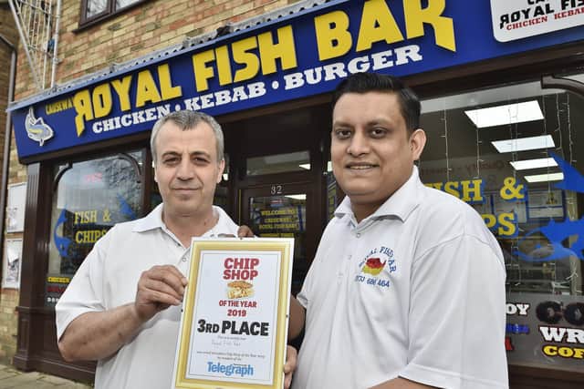 Peterborough Telegraph Chip Shop of the Year third place - Murat Canli and Muhon Ahmad partners at the Royal Fish Bar, Whittlesey. EMN-200701-145645009
