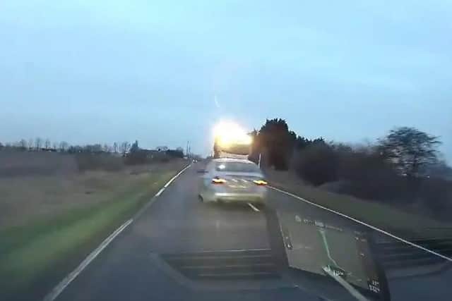 Shocking dash cam shows moment car nearly smashes into lorry while ...