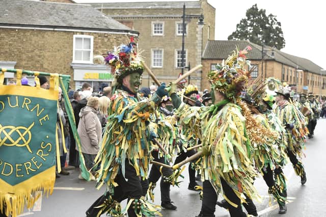 Straw Bear Festival at Whittlesey 2019 with Morris  Dancing in Market Street EMN-190119-121719009
